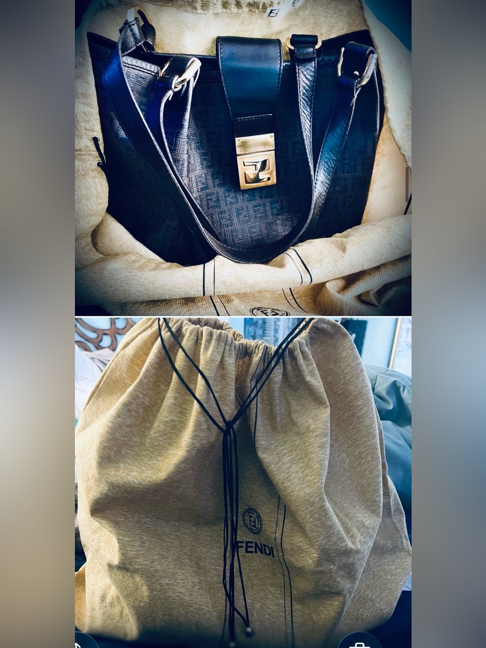 Fendi Dark Brown Zucchino Chiusura Monogram Tote Satchel /VG Shape 👀 Pics - Picture 4 of 16